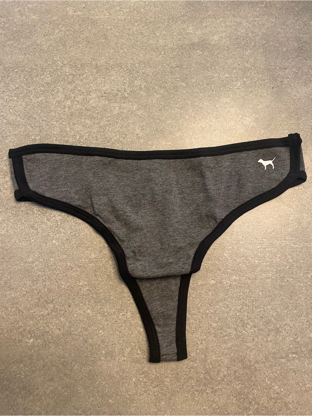 PINK Victoria's Secret Grey & Black Contrast Thong
